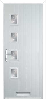 4 Square (off set) Staxton Composite Front Door in White