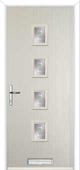 4 Square (centre) Staxton Composite Front Door in Cream