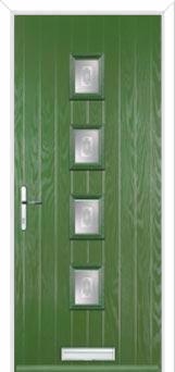 4 Square (centre) Staxton Composite Front Door in Fern Green