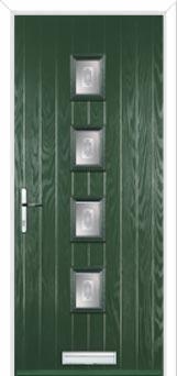 4 Square (centre) Staxton Composite Front Door in Green