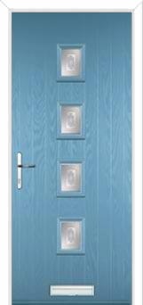 4 Square (centre) Staxton Composite Front Door in Pastel Blue
