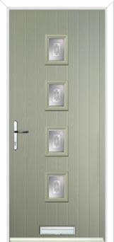 4 Square (centre) Staxton Composite Front Door in Pebble Grey