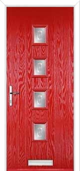 4 Square (centre) Staxton Composite Front Door in Poppy Red
