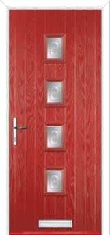 4 Square (centre) Staxton Composite Front Door in Red