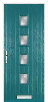 4 Square (centre) Staxton Composite Front Door in Turquoise Blue
