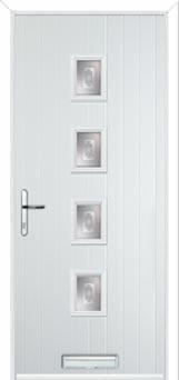 4 Square (centre) Staxton Composite Front Door in White