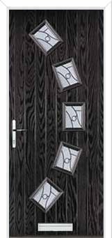 5 Square Curved Abstract Composite Front Door in Black Brown