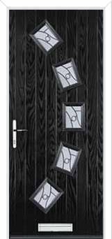 5 Square Curved Abstract Composite Front Door in Black
