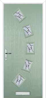 5 Square Curved Abstract Composite Front Door in Chartwell Green