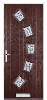 5 Square Curved Abstract Composite Front Door in Darkwood