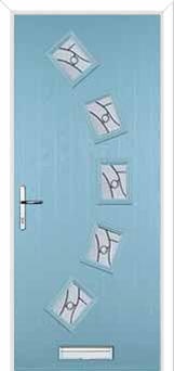 5 Square Curved Abstract Composite Front Door in Duck Egg Blue