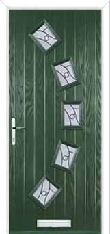 5 Square Curved Abstract Composite Front Door in Green