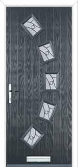 5 Square Curved Abstract Composite Front Door in Anthracite Grey