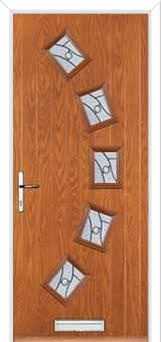 5 Square Curved Abstract Composite Front Door in Oak