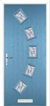 5 Square Curved Abstract Composite Front Door in Pastel Blue