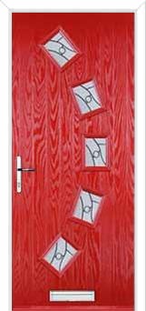 5 Square Curved Abstract Composite Front Door in Poppy Red