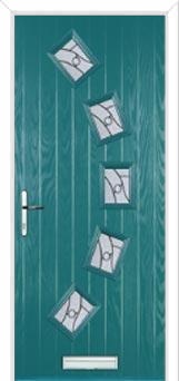 5 Square Curved Abstract Composite Front Door in Turquoise Blue