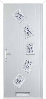 5 Square Curved Abstract Composite Front Door in White