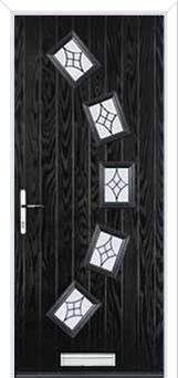 5 Square Curved Elegance Composite Front Door in Black