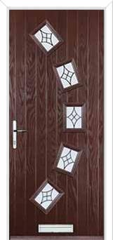 5 Square Curved Elegance Composite Front Door in Darkwood