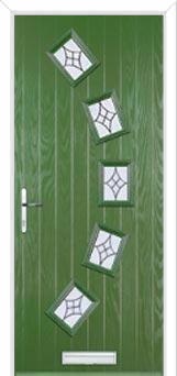 5 Square Curved Elegance Composite Front Door in Fern Green