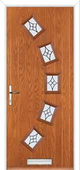 5 Square Curved Elegance Composite Front Door in Oak