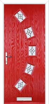 5 Square Curved Elegance Composite Front Door in Poppy Red