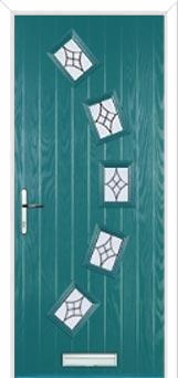 5 Square Curved Elegance Composite Front Door in Turquoise Blue