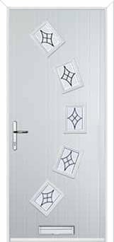 5 Square Curved Elegance Composite Front Door in White