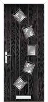 5 Square Curved Enfield Composite Front Door in Black Brown