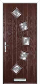 5 Square Curved Enfield Composite Front Door in Darkwood