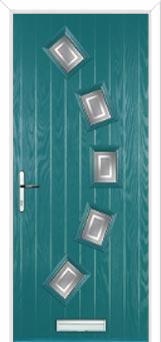 5 Square Curved Enfield Composite Front Door in Turquoise Blue