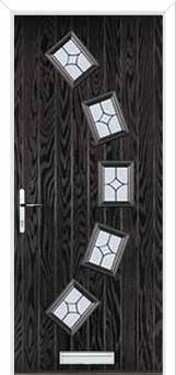 5 Square Curved Flair Composite Front Door in Black Brown
