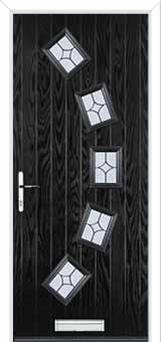 5 Square Curved Flair Composite Front Door in Black