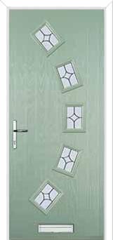 5 Square Curved Flair Composite Front Door in Chartwell Green