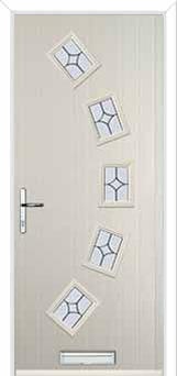 5 Square Curved Flair Composite Front Door in Cream