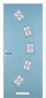 5 Square Curved Flair Composite Front Door in Duck Egg Blue