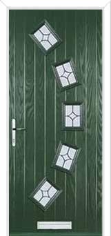 5 Square Curved Flair Composite Front Door in Green