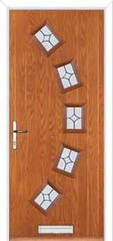 5 Square Curved Flair Composite Front Door in Oak