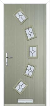 5 Square Curved Flair Composite Front Door in Pebble Grey