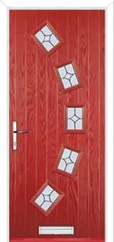 5 Square Curved Flair Composite Front Door in Red