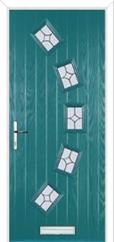 5 Square Curved Flair Composite Front Door in Turquoise Blue