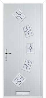 5 Square Curved Flair Composite Front Door in White