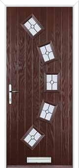 5 Square Curved Finesse Composite Front Door in Darkwood