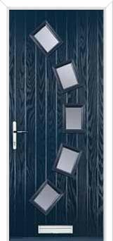 5 Square Curved Glazed Composite Front Door in Dark Blue
