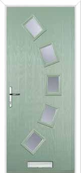 5 Square Curved Glazed Composite Front Door in Chartwell Green