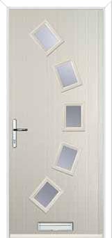 5 Square Curved Glazed Composite Front Door in Cream