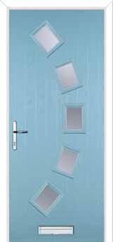 5 Square Curved Glazed Composite Front Door in Duck Egg Blue