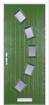 5 Square Curved Glazed Composite Front Door in Fern Green