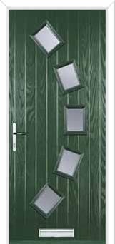 5 Square Curved Glazed Composite Front Door in Green